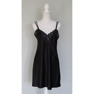 LAUREN RALPH LAUREN Black Label Satin Lace Nightgown Slip Dress, Size M Medium